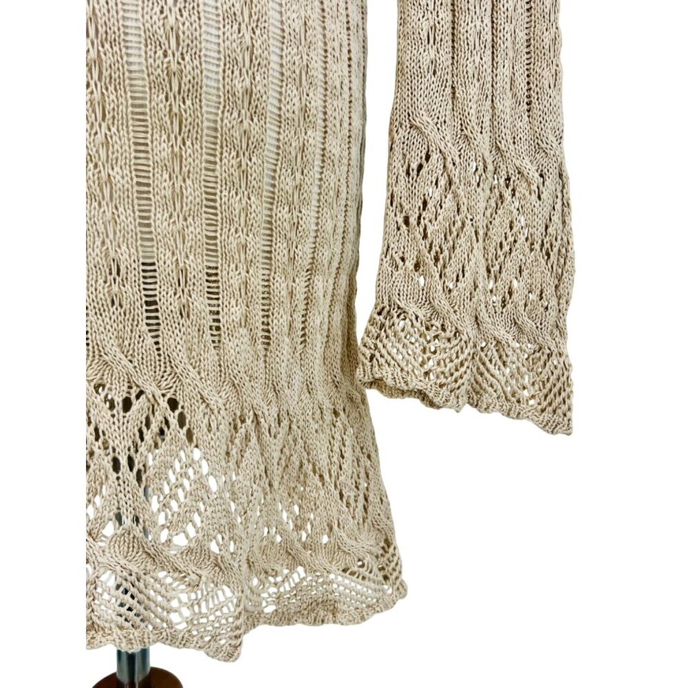 T-Party Vintage Inspired Hooded Zip-Front Bell Sleeve Crochet Cardigan - Picture 10 of 14